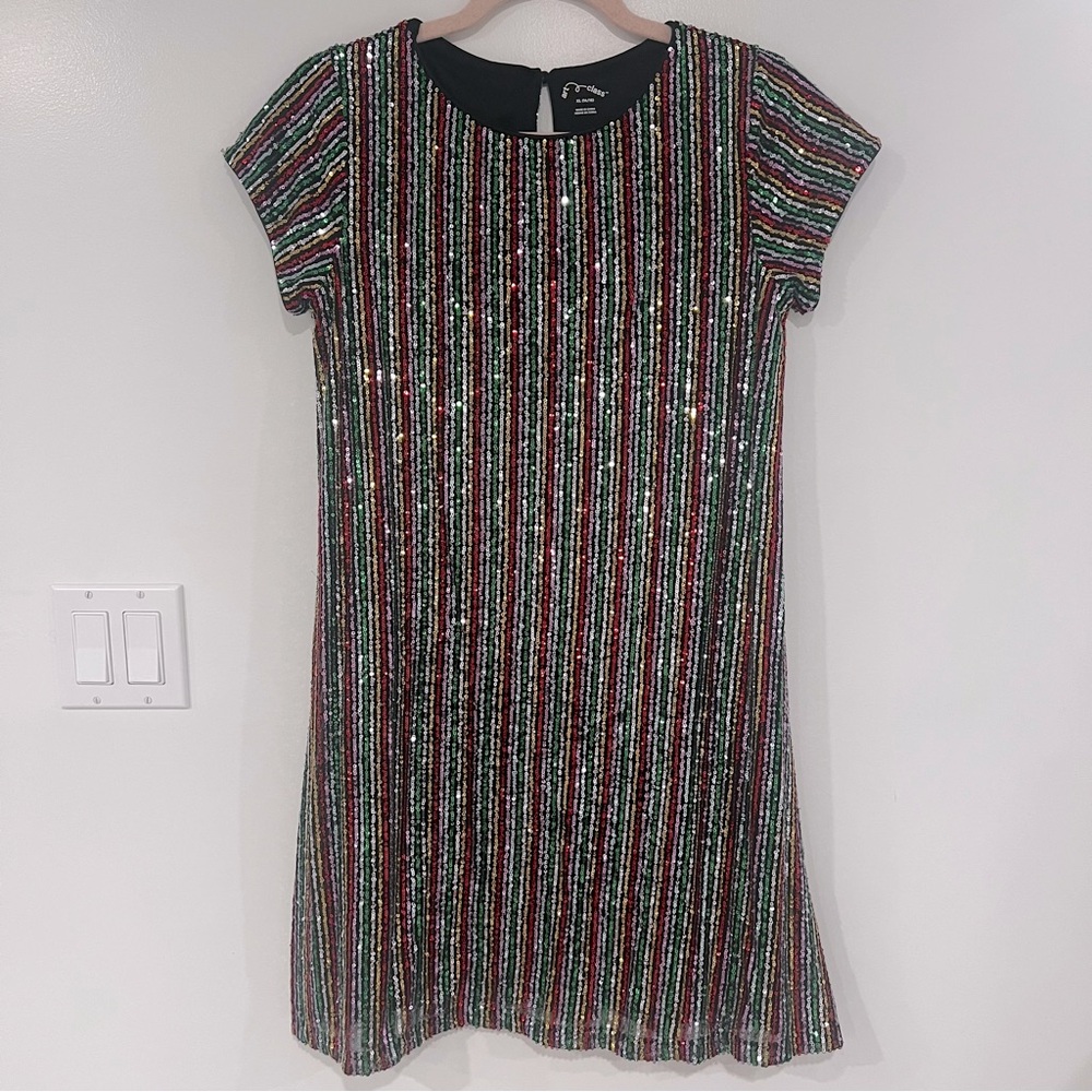 Art Class Sequin Shift Dress Girls Sz XL (14/16)
